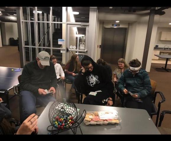 Grocery Bag Bingo in Frontier Hall.